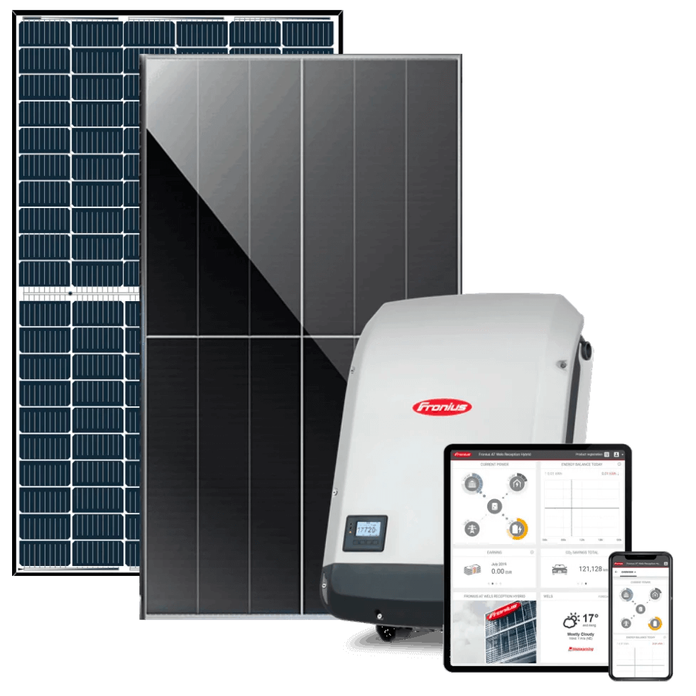 A solar panel and inverter with a phone and tablet for residents of the Sunshine Coast.