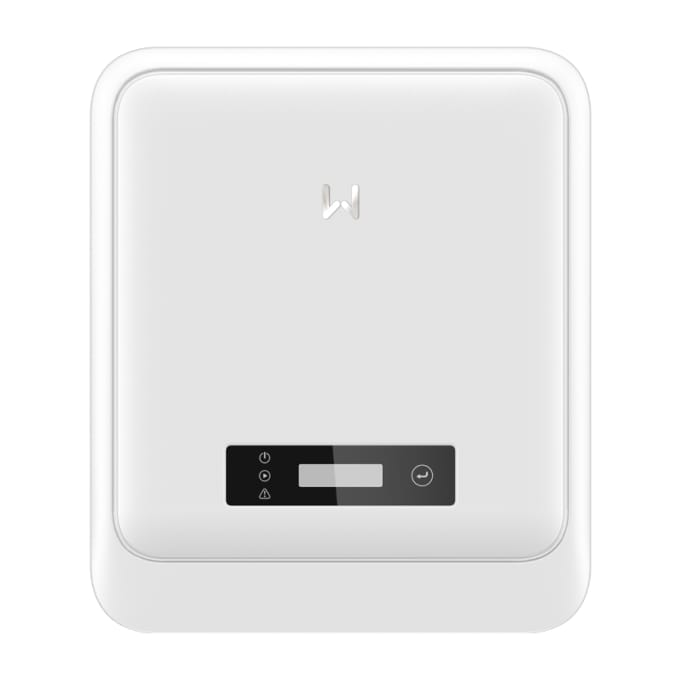 A white wall-mounted electronic device with a small display screen and control buttons on the front panel.