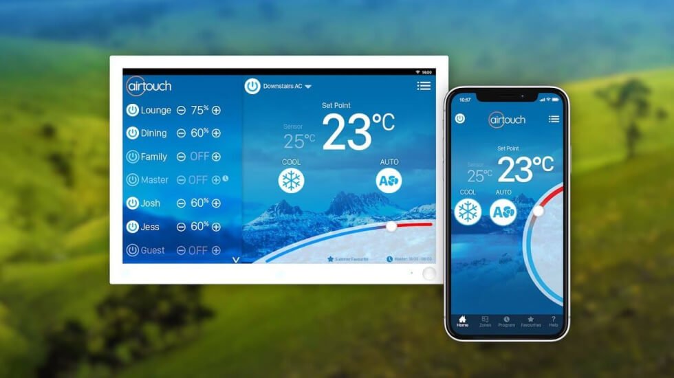 A phone and a tablet displaying a weather app.