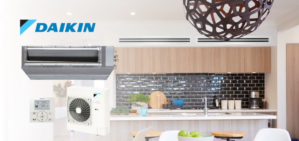 Daikin air conditioners in a kitchen.