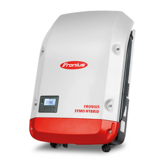 A red and white inverter on a white background.