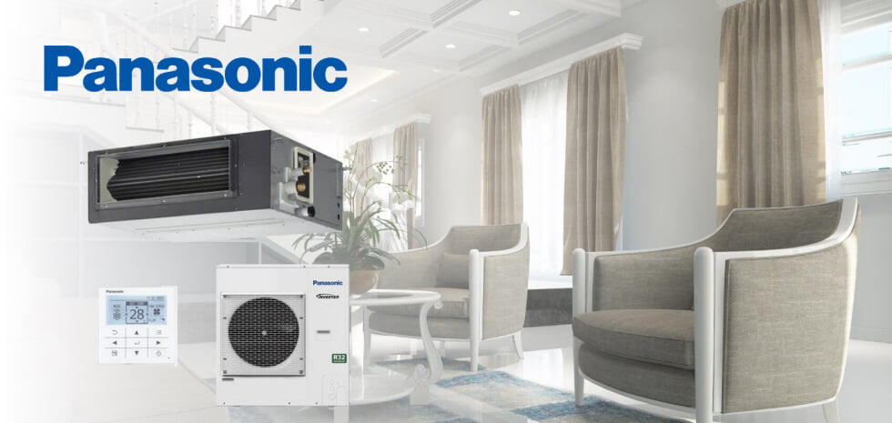 A panasonic air conditioner in a living room.