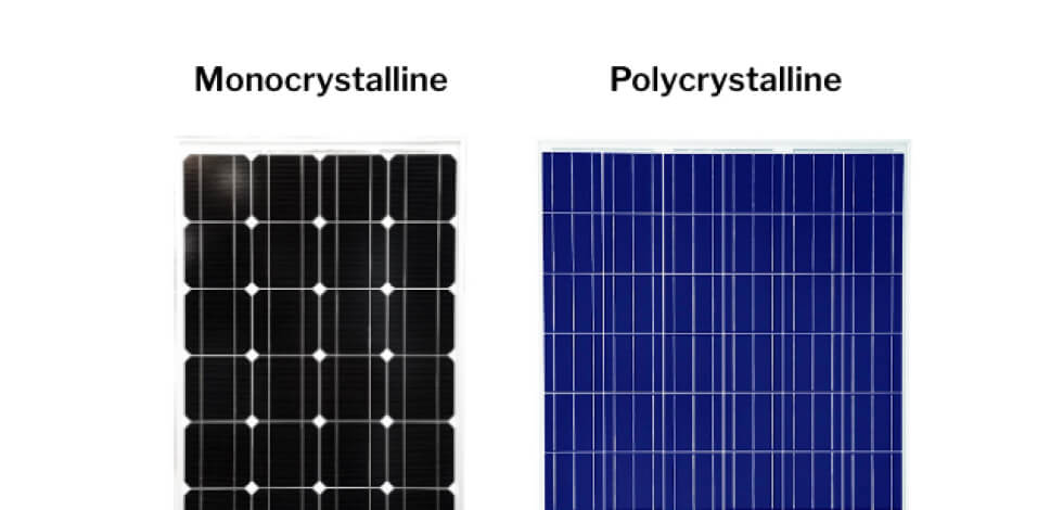 Polycrystalline and monocrystalline solar panels.
